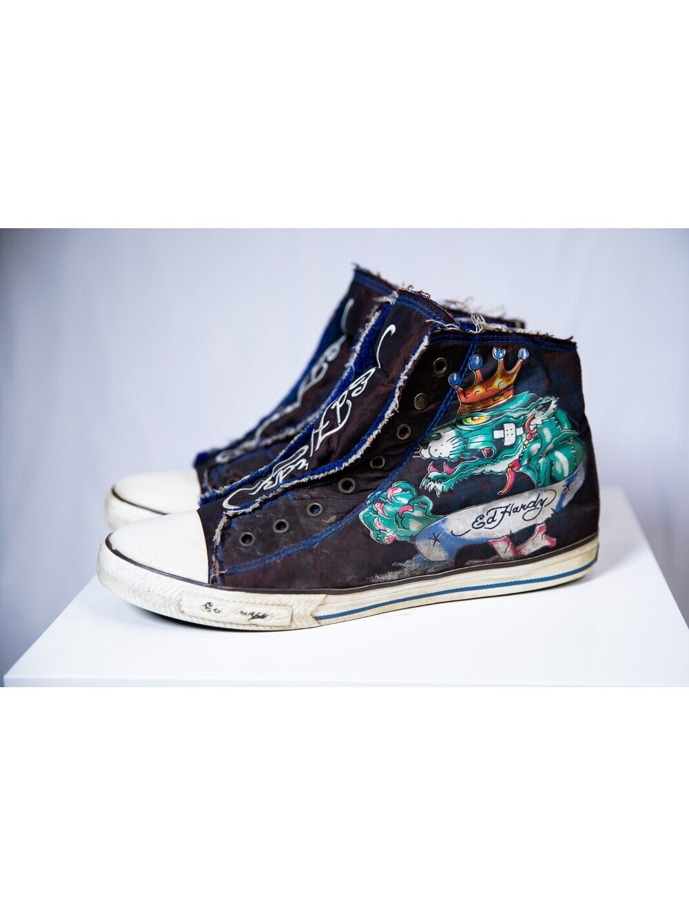 Vintage 90s Ed Hardy Christian Audigier Hi Top Sneakers - Men's 10.5 / Womens 12